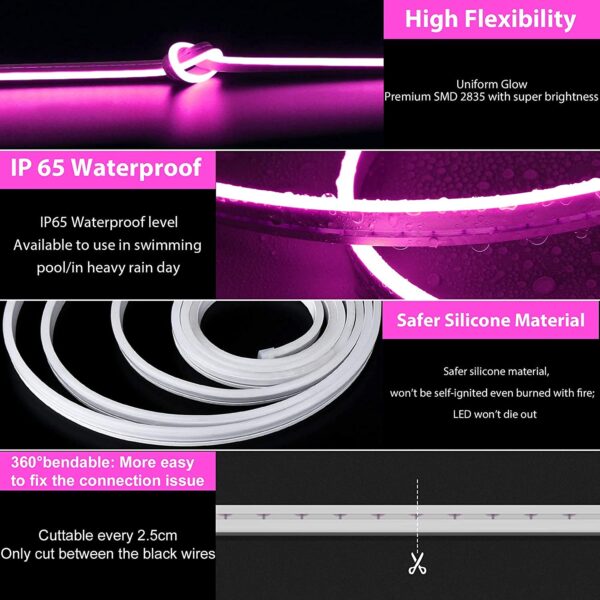 Neon Rope Light <table class="a-normal a-spacing-micro"> <tbody> <tr class="a-spacing-small po-indoor_outdoor_usage"> <td class="a-span3"><span class="a-size-base a-text-bold">Indoor/Outdoor Usage</span></td> <td class="a-span9"><span class="a-size-base po-break-word">Indoor</span></td> </tr> <tr class="a-spacing-small po-special_feature"> <td class="a-span3"><span class="a-size-base a-text-bold">Special Feature</span></td> <td class="a-span9"><span class="a-size-base po-break-word">Durable, Waterproof, Weather Resistant, Heat Resistant, Extendable, Flexible</span></td> </tr> <tr class="a-spacing-small po-light_source.type"> <td class="a-span3"><span class="a-size-base a-text-bold">Light Source Type</span></td> <td class="a-span9"><span class="a-size-base po-break-word">LED</span></td> </tr> <tr class="a-spacing-small po-power_source_type"> <td class="a-span3"><span class="a-size-base a-text-bold">Power Source</span></td> <td class="a-span9"><span class="a-size-base po-break-word">Corded Electric</span></td> </tr> <tr class="a-spacing-small po-light_color"> <td class="a-span3"><span class="a-size-base a-text-bold">Light Colour</span></td> <td class="a-span9"><span class="a-size-base po-break-word">PINK</span></td> </tr> <tr class="a-spacing-small po-theme"> <td class="a-span3"><span class="a-size-base a-text-bold">Theme</span></td> <td class="a-span9"><span class="a-size-base po-break-word">Christmas</span></td> </tr> <tr class="a-spacing-small po-occasion_type"> <td class="a-span3"><span class="a-size-base a-text-bold">Occasion</span></td> <td class="a-span9"><span class="a-size-base po-break-word">Diwali, Eid, Christmas, Birthday</span></td> </tr> <tr class="a-spacing-small po-style"> <td class="a-span3"><span class="a-size-base a-text-bold">Style</span></td> <td class="a-span9"><span class="a-size-base po-break-word">NEON ICE BLUE</span></td> </tr> </tbody> </table>